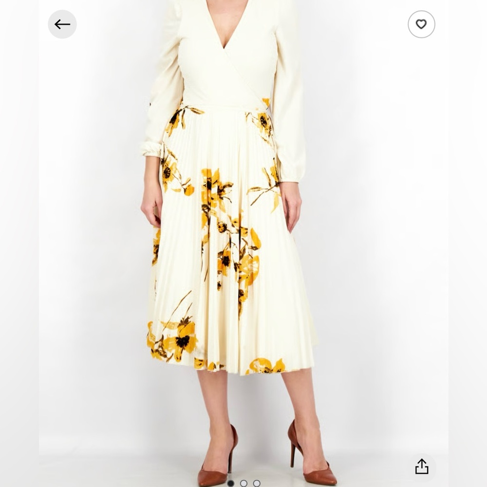 Reserved Cream and Yellow Floral Long Sleeve Dress